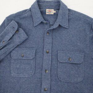 Faherty Legend Sweater Shirt men’s medium Windowpane Flannel Soft blue pockets